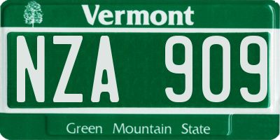 VT license plate NZA909