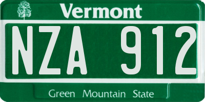 VT license plate NZA912