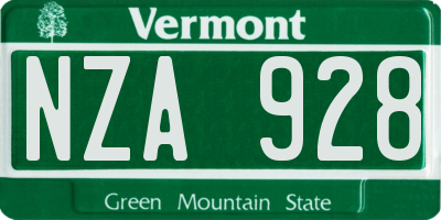 VT license plate NZA928