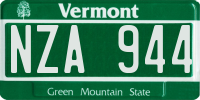 VT license plate NZA944