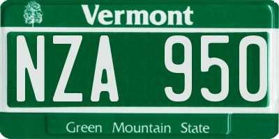 VT license plate NZA950