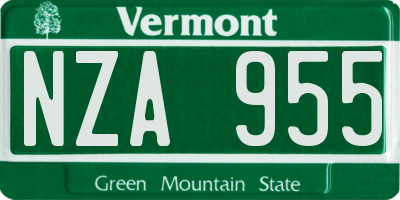 VT license plate NZA955