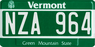 VT license plate NZA964