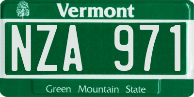 VT license plate NZA971