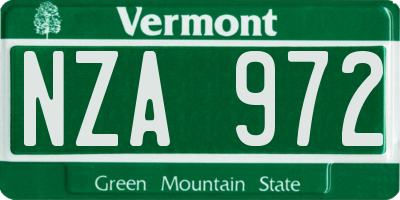 VT license plate NZA972