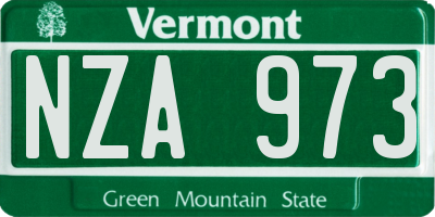 VT license plate NZA973