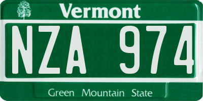 VT license plate NZA974