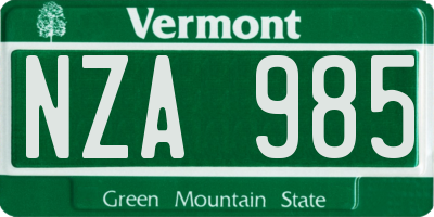 VT license plate NZA985