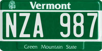 VT license plate NZA987