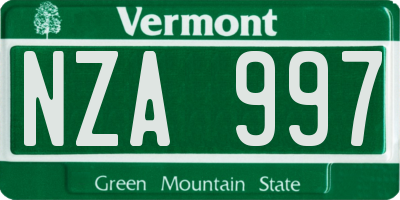 VT license plate NZA997