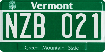 VT license plate NZB021