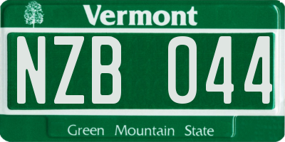 VT license plate NZB044