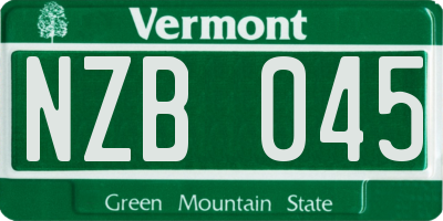 VT license plate NZB045