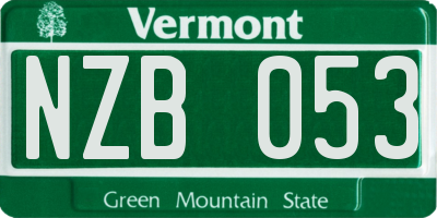 VT license plate NZB053