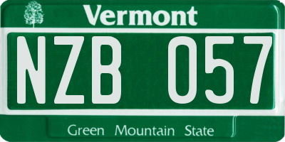 VT license plate NZB057