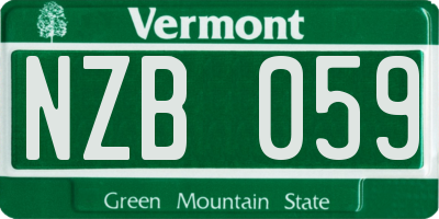 VT license plate NZB059