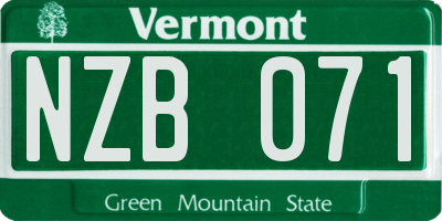 VT license plate NZB071