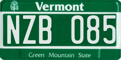 VT license plate NZB085