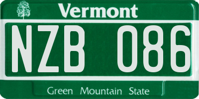 VT license plate NZB086