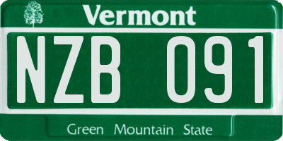 VT license plate NZB091