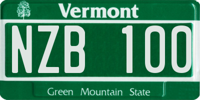 VT license plate NZB100