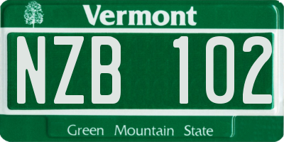 VT license plate NZB102