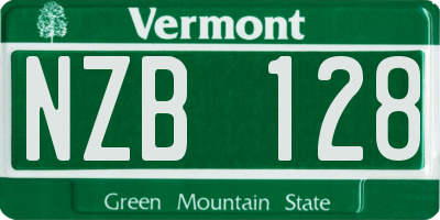 VT license plate NZB128