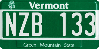 VT license plate NZB133