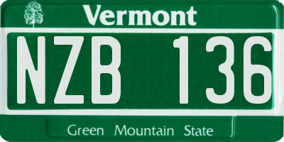 VT license plate NZB136