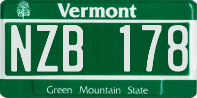 VT license plate NZB178