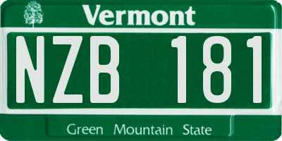 VT license plate NZB181