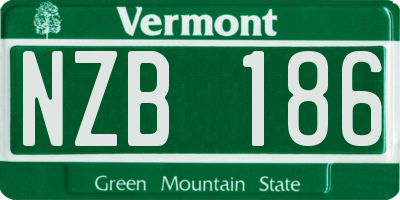 VT license plate NZB186