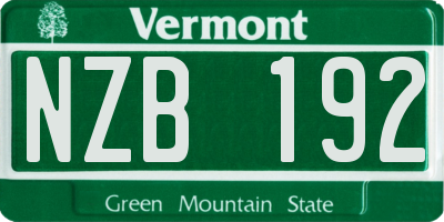 VT license plate NZB192