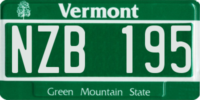 VT license plate NZB195