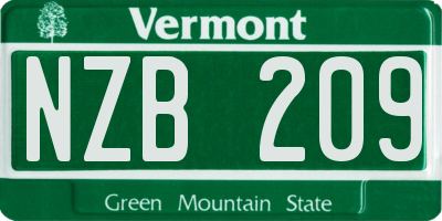 VT license plate NZB209