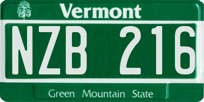 VT license plate NZB216