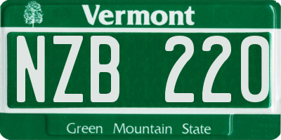 VT license plate NZB220