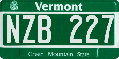 VT license plate NZB227