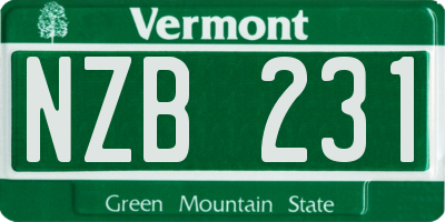 VT license plate NZB231