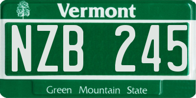 VT license plate NZB245