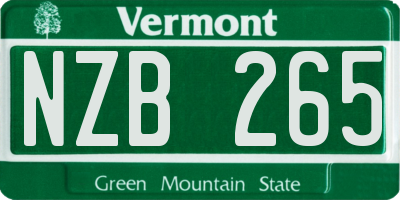 VT license plate NZB265