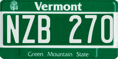 VT license plate NZB270