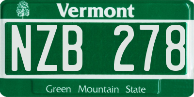 VT license plate NZB278
