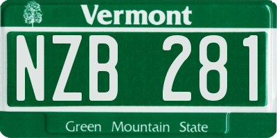 VT license plate NZB281
