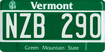 VT license plate NZB290