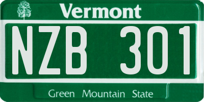 VT license plate NZB301