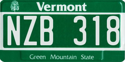 VT license plate NZB318