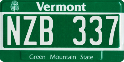 VT license plate NZB337