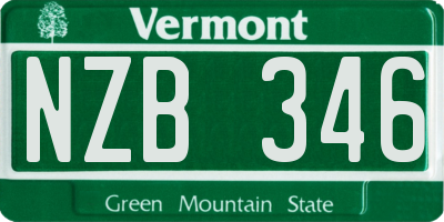 VT license plate NZB346