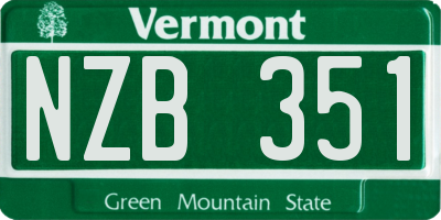 VT license plate NZB351